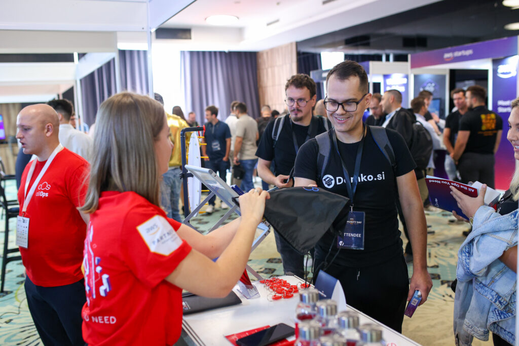 Community booth, allOps solutions, at the AWS Community Day Adria 2025 in Sarajevo